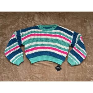 Zaful Cropped Knit Striped Sweater Women's Size Small‎ NWT
